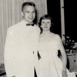 Black and white picture of the bride and groom on their wedding day - The parents of one of the founding private lenders